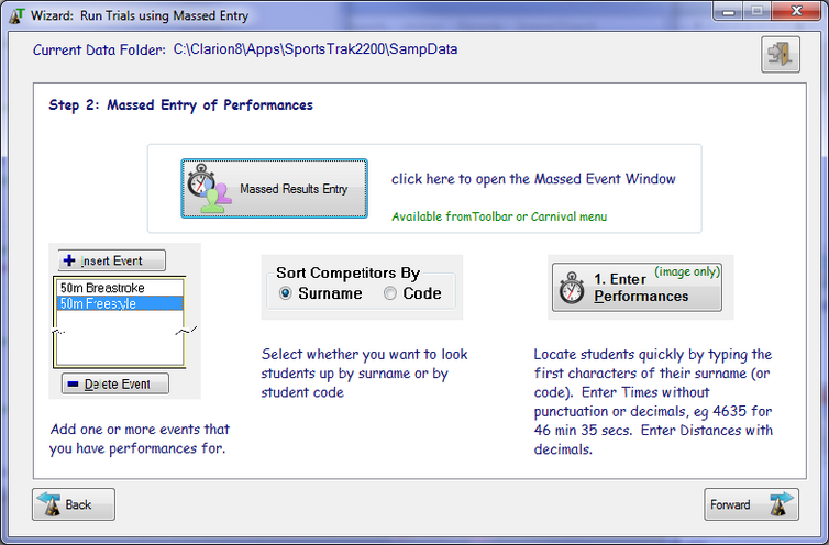 Enter performances or placings