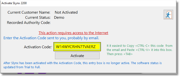 Activation Window in SLynx Activation Window in SLynx