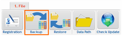 The backup button under the File menu The backup button under the File menu