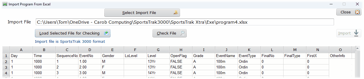 Having Selected an Excel file Having Selected an Excel file