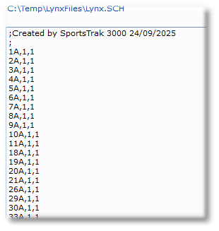 The SCH file showing some of Carnival A events. Carnival B are in the list below The SCH file showing some of Carnival A events. Carnival B are in the list below