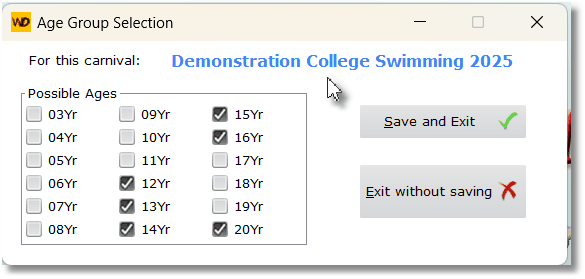 Tick relevant age groups Tick relevant age groups