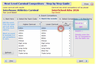 Step 3 &nbsp;Match events and set no of competitors