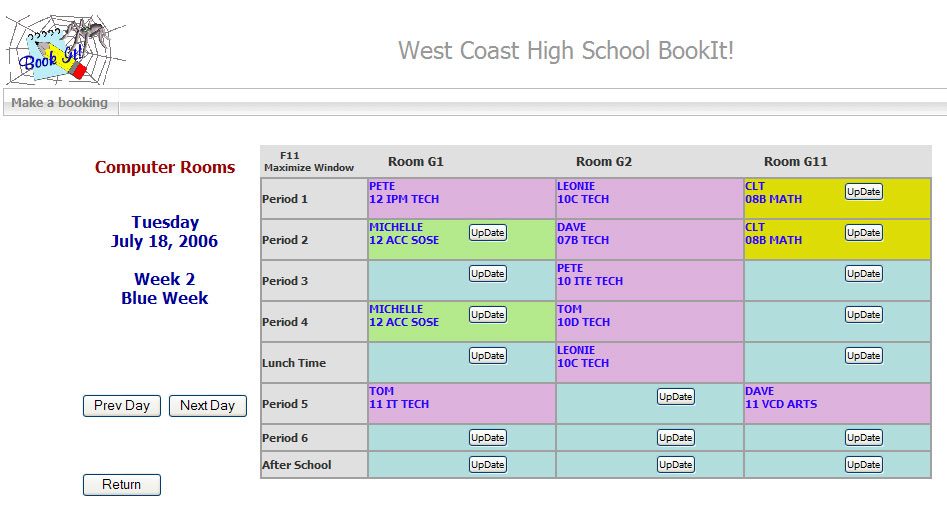 NetBookIt3 booking grid