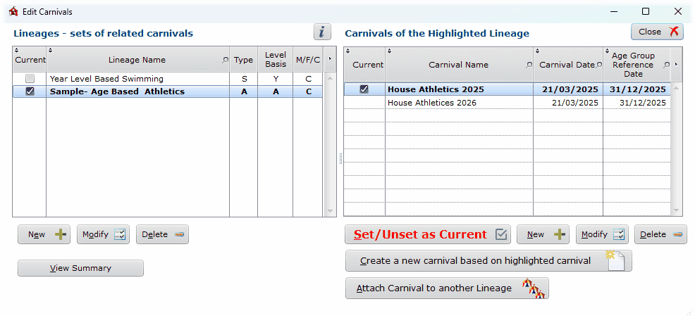 SportsTrak 3000 lineages and carnivals