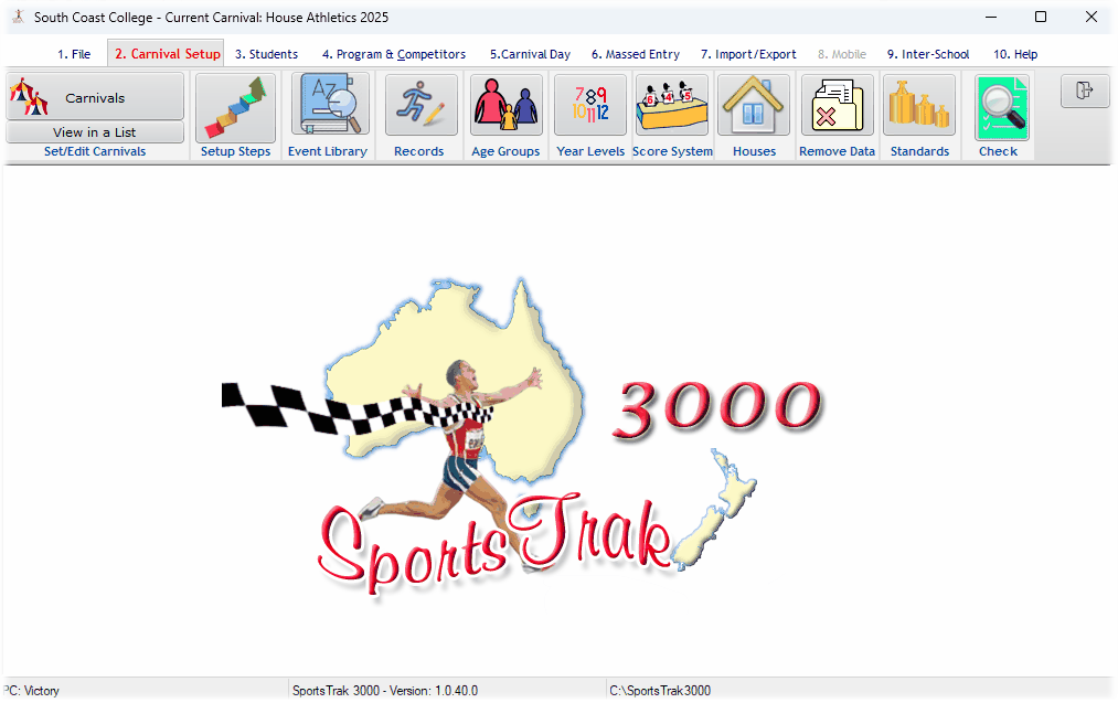 SportsTrak 3000 main window